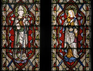 Beverley Szent János és Magyar Szent Erzsébet, részlet, 1849 (ólomüveg) alkotó: Augustus Welby Northmore Pugin