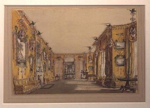 A sárga (északi) szalon (színes litográfia) alkotó: Augustus Welby Pugin