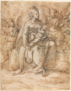 Madonna és gyermeke angyalokkal, 1500-as évek vége.