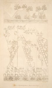 Roham által elfoglalt város – Elűzték a foglyokat a Ninivei Emlékművekből, kocsmából. 1849 alkotó: Austen Henry Layard