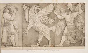 Domborművek egy kis templom bejáratánál (Nimroud), Ninive emlékművei, kocsma. 1849