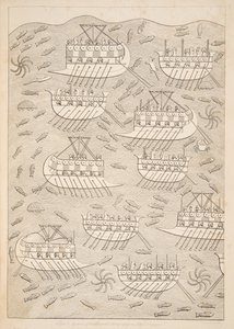 Az asszírok hajókon menekülő ellenségei (Kouyunlik), Ninive emlékművei, kocsma. 1849 alkotó: Austen Henry Layard