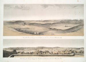 Kilátás Kouyunjik [Quyunjik] és Nebbi Yunus dombjaira, valamint a külső falak maradványaira Moszulból alkotó: Austen Henry Layard