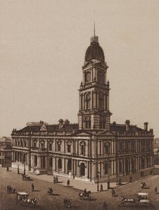 Melbourne, Ausztrália: Hotham Town Hall (litográfia)