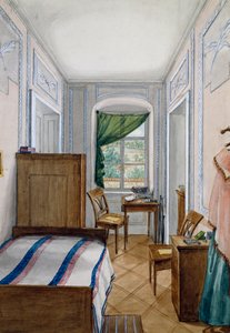 Biedermeier stílusú kis szoba, akvarell, Ausztria alkotó: Austrian School