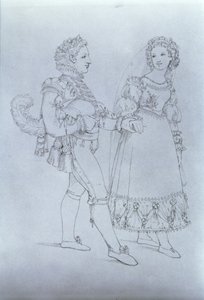 Jelmeztervek Figaro és Susanna számára Wolfgang Amadeus Mozart (1756-91) „Figaro házassága” című operájából (metszet) alkotó: Austrian School