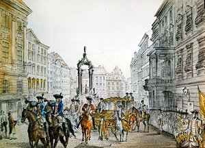 Imperial cortège a Grabenben, Bécsben, 19. század elején (metszet) alkotó: Austrian School