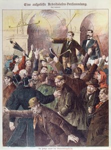 A rendőrség feloszlatja a munkanélküliek tiltakozó gyűlését, 1897 alkotó: Austrian School