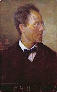Gustav Mahler (1860-1911) portréját ábrázoló képeslap 1910 körül (színes litográfia) alkotó: Austrian School