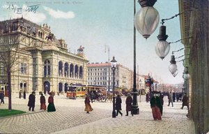 A Kaerntnerring és a Császári és Királyi Opera Bécsben, 1908 alkotó: Austrian School