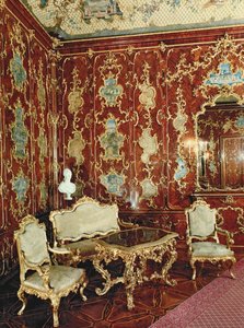 A Millionen szoba perzsa miniatúrákkal kirakott fügefával és aranyozott díszekkel díszítve, Schloss Schonbrunn, Bécs