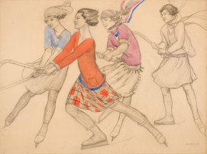 Jégkorong a jégen (ceruza akvarellel és tintával papíron) alkotó: Averil Mary Burleigh