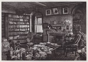 Charles Darwin dolgozószobája a Down House-ban (litho) alkotó: Axel (after) Haig