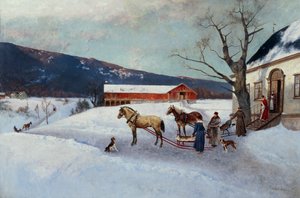 Szánkózás a Farm Yardról (olaj, vászon) alkotó: Axel Hjalmar Ender