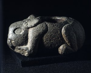 Azték művészet: Ometochtli, a részegség isteni nyúlfőnöke.