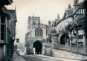 Szent Jakab-templom a West Gate felett, Warwick, Warwickshire, 1929 alkotó: BC Clayton