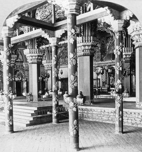 A Mahratta durbar terem, Tanjore hercegnőjének palotája, Tanjore Thanjavur, India, 1901.