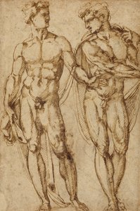 Tanulmány két férfiról (recto); Tanulmány egy szakállas férfi fejéről (verso) alkotó: Baccio Bandinelli