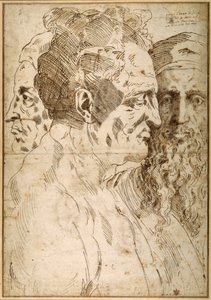 Három férfifej egymás mellett (toll és barna tinta és fekete kréta papíron) alkotó: Baccio Bandinelli