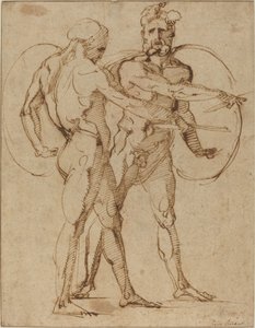 Két férfi akt, 1520 körül (toll és barna tinta fektetett papíron) alkotó: Baccio Bandinelli