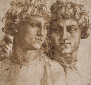Két tanulmány egy ifjúság fejéről, 1550 körül alkotó: Baccio Bandinelli
