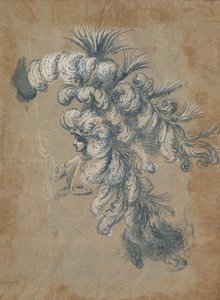 Dizájn egy pazar tollas fejdíszhez, kb. 1620-56 .