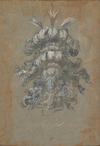 Tervezés egy pazar fejdíszhez tollas sisak elölnézetben, kb. 1620-56 .