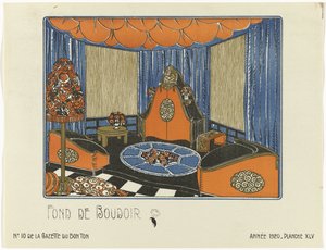 Gazette du Bon Ton, 1920 - No. 10, Pl. XLV: Fond de Boudoir (cím a tárgyon) alkotó: Bagge and Huguet