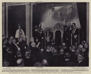 A norvég államalapítás, Gusztáv Adolf herceg leteszi a hűségesküt (litográfia)