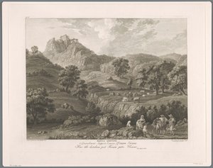 Roccagiovine kilátása Rocca Giovine (cím a tárgyon) Suite de VI vues des Environs de Rome (...) (sorozat címe)