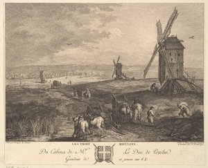 A három szélmalom Les Trois Moulins a Duc de P... gyűjteményében található festmény után, 1772