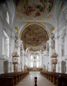 A kolostortemplom belső képe, Johann Balthasar Neumann (1687-1753) építész, Neresheim, Németország