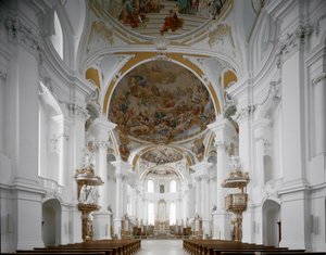 A kolostortemplom belső képe, Johann Balthasar Neumann (1687-1753) építész, Neresheim, Németország