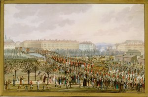 Karoline Augusta császárné, I. Ferenc császár negyedik felesége, belép Bécsbe november 10-én ... (gouache)