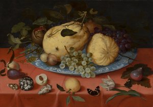 Gyümölcs csendélet kagylóval és tulipánnal alkotó: Balthasar van der Ast
