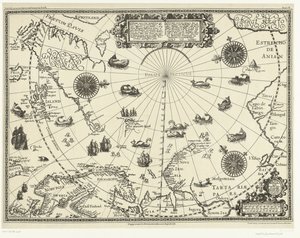 Az Északi-sarkkör körüli országok térképe a hollandok három utazásával 1598-ban alkotó: Baptista van (after) Doetechum