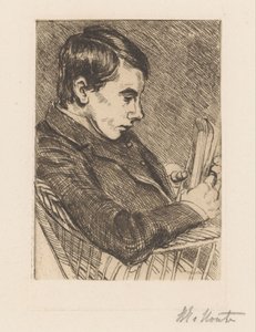 Portré H.W. Mouton könyvvel