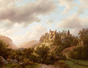 Kilátás a Larochette-kastélyra, 1848.