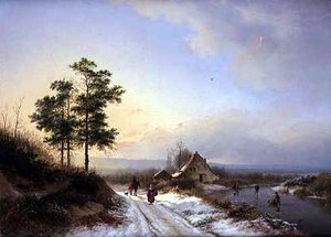 Téli táj (olaj, vászon) alkotó: Barend Cornelis Koekkoek