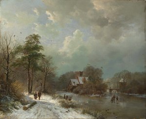 Téli táj, Hollandia, 1833. alkotó: Barend Cornelis Koekkoek