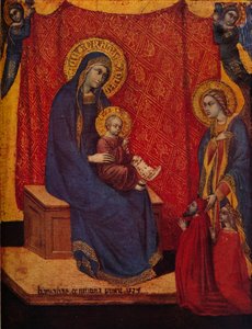 A Madonna trónoló és két adományozó az imádatban, 1374 alkotó: Barnaba da Modena