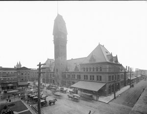 Dearborn Station, Chicago, Illinois, USA, 1883 körül (f/w fotó) alkotó: Barnes and Crosby