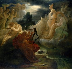 A Lora partján Ossian szellemet varázsol hárfája hangjával, 1811 körül