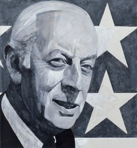 Alistair Cooke portréja, a The Listener illusztrációja, 1970-es évek (gouache a fedélzeten)
