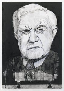 Andrew Cruickshank portréja, illusztráció a The Sunday Times számára (gouache a fedélzeten)