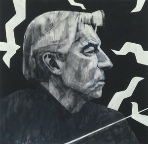 Herbert von Karajan portréja, illusztráció a The Sunday Times számára, 1970-es évek (gouache a fedélzeten)