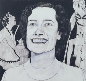 Joan Sutherland portréja, illusztráció a The Sunday Times számára, 1970-es évek (gouache a fedélzeten)