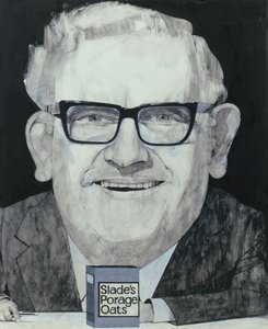 Ronnie Barker portréja, a The Listener illusztrációja, 1970-es évek (gouache a fedélzeten)