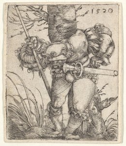 Hajlító katona fának dőlve, 1520. alkotó: Barthel Beham