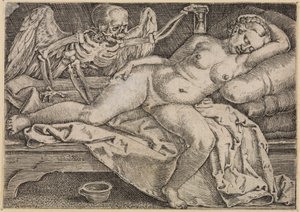 A pihenő nő és a halál alkotó: Barthel Beham
